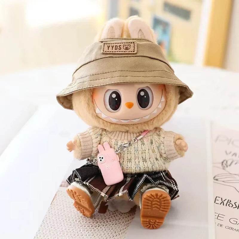 Mini Dolls Clothes Outfit Accessories For 15-17cm Labubu Idol Knitted Sweater JK Pleated Skirt Camera Shoes Set Clothing Gift - ToylandEU