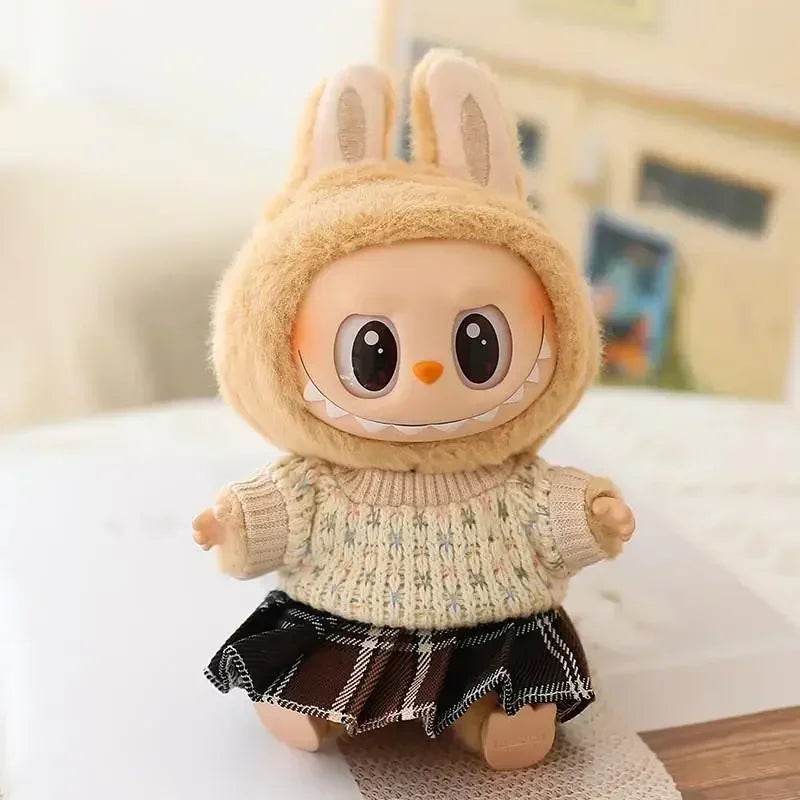 Mini Dolls Clothes Outfit Accessories For 15-17cm Labubu Idol Knitted Sweater JK Pleated Skirt Camera Shoes Set Clothing Gift - ToylandEU