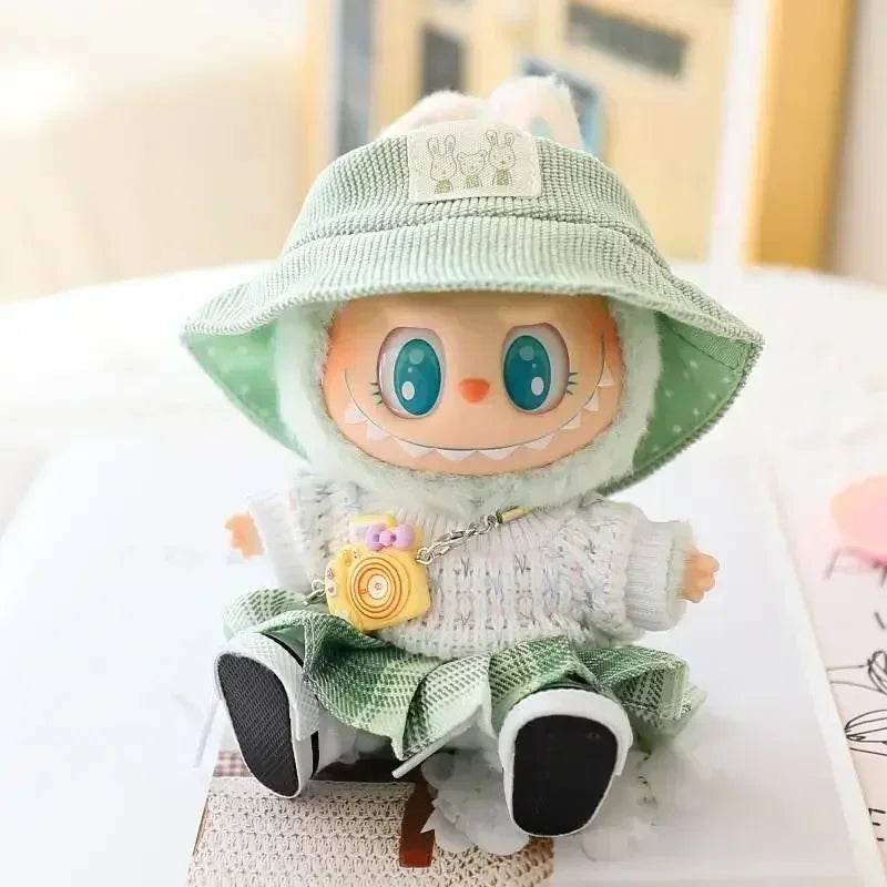 Mini Dolls Clothes Outfit Accessories For 15-17cm Labubu Idol Knitted Sweater JK Pleated Skirt Camera Shoes Set Clothing Gift - ToylandEU