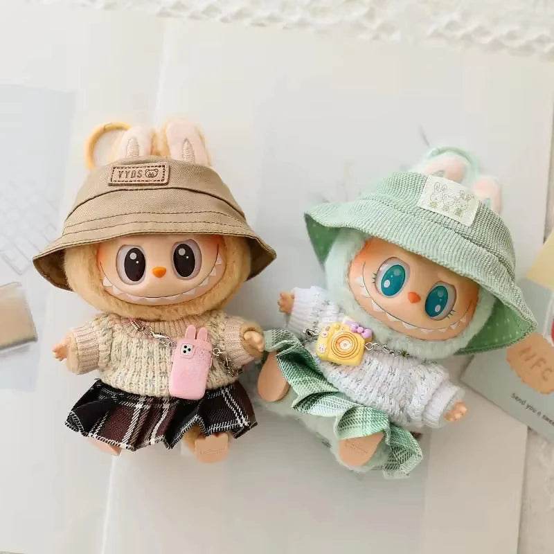 Mini Dolls Clothes Outfit Accessories For 15-17cm Labubu Idol Knitted Sweater JK Pleated Skirt Camera Shoes Set Clothing Gift - ToylandEU