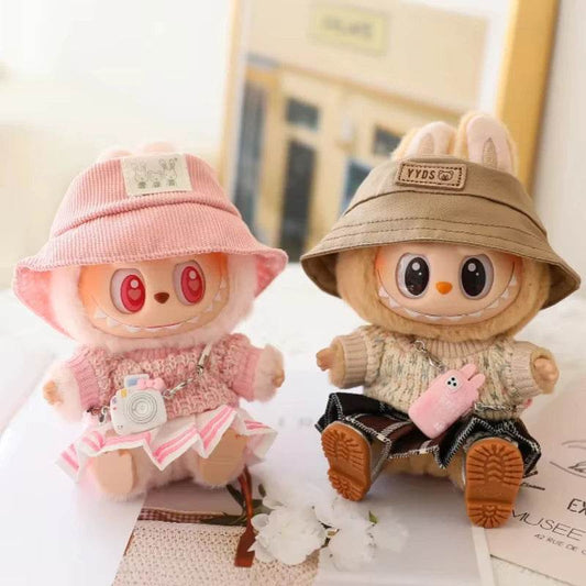 Mini Dolls Clothes Outfit Accessories For 15-17cm Labubu Idol Knitted Sweater JK Pleated Skirt Camera Shoes Set Clothing Gift - ToylandEU