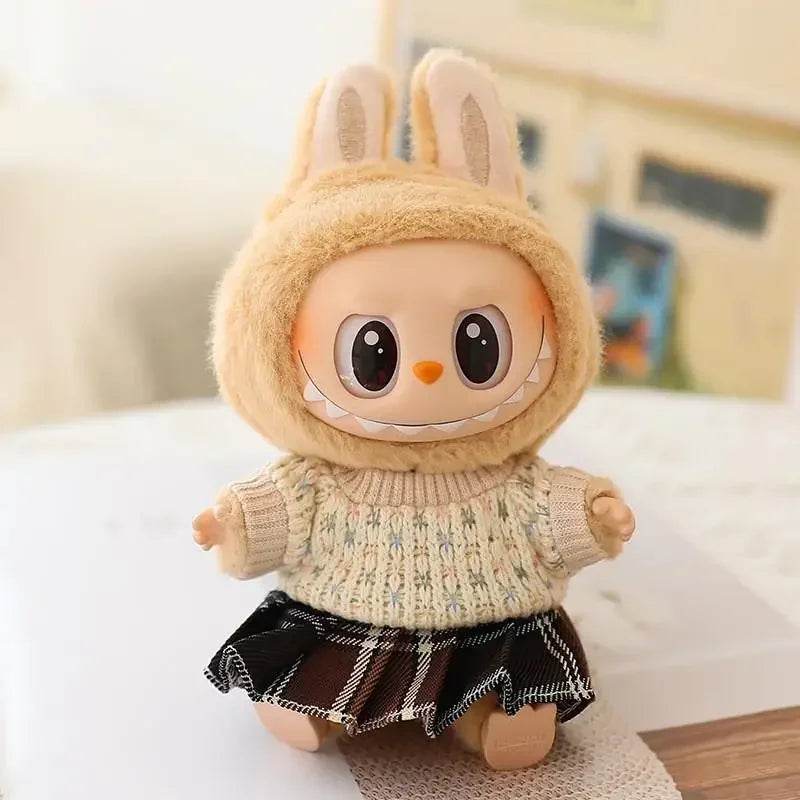 Mini Dolls Clothes Outfit Accessories For 15-17cm Labubu Idol Knitted Sweater JK Pleated Skirt Camera Shoes Set Clothing Gift - ToylandEU