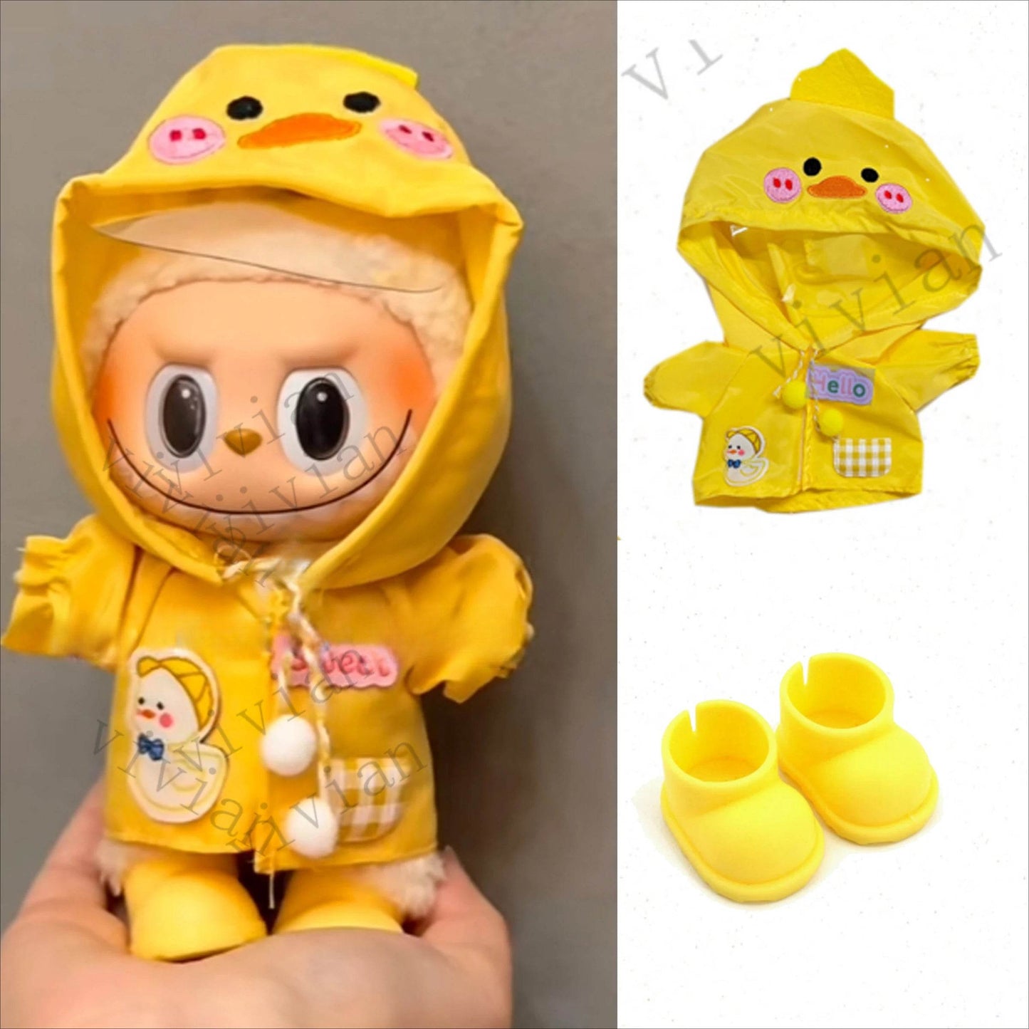 Mini Dolls Clothes Outfit Accessories For Ropa Labubu Idol Doll Raincoat Short Rain Boots Clothing Gift - ToylandEU