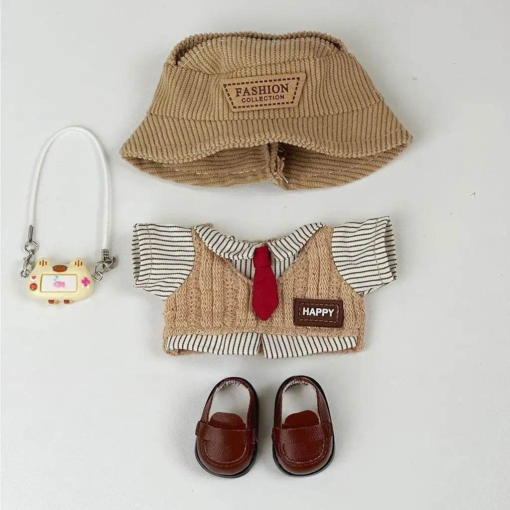 Mini Dolls Clothes Outfit Accessories for 15-17cm Ropa Labubu and 10cm Cotton Doll Striped Shirt Pendant Shoes Clothing - ToylandEU