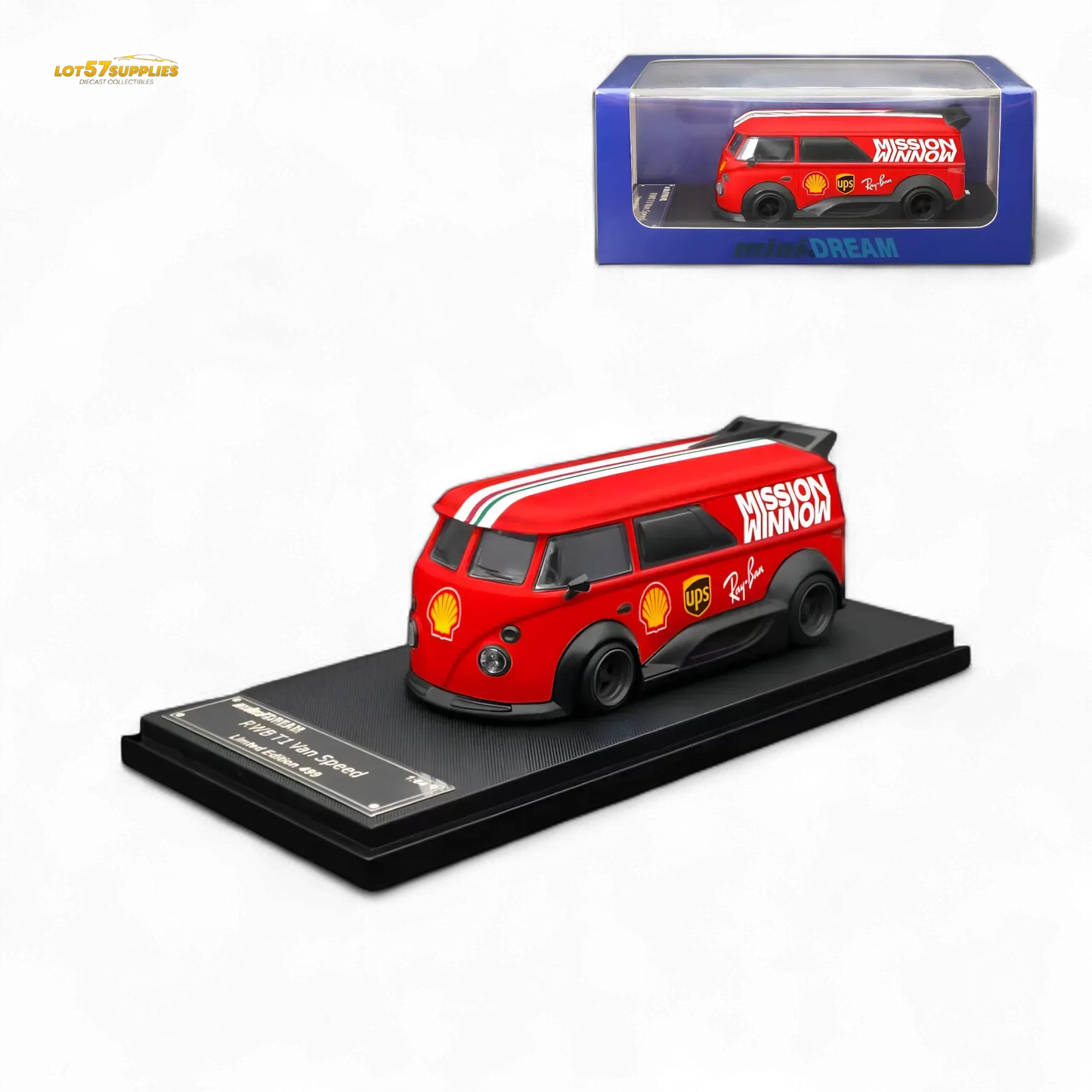 Mini Dream Volkswagen T1 RWB Van in Red WM Livery 1:64 - ToylandEU