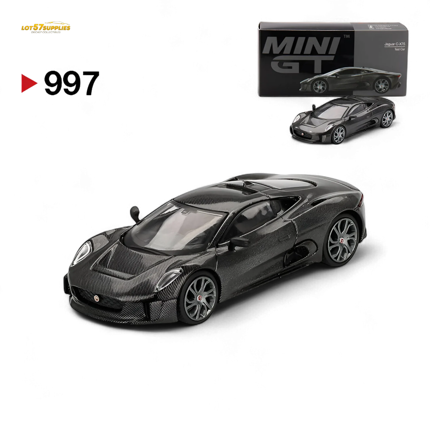 Mini-GT Jaguar C-X75 Test Car Carbon Fiber 1:64 - ToylandEU