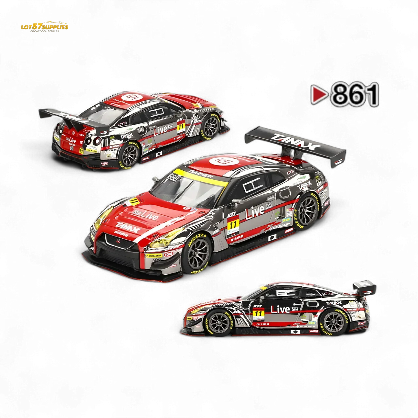 Mini-GT Nissan GT-R NISMO GT3 #11 "GAINER TANAX GT-R" GAINER 2023 SUPER GT SERIES #861 1:64 - ToylandEU