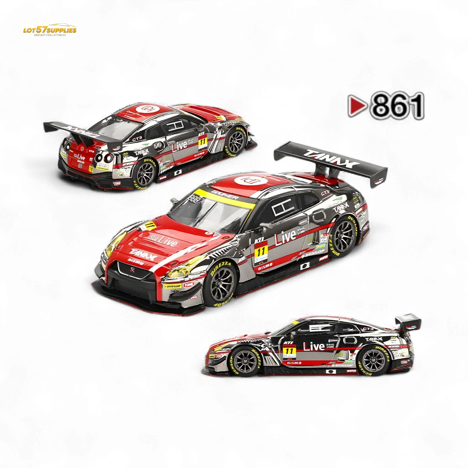 Mini-GT Nissan GT-R NISMO GT3 #11 "GAINER TANAX GT-R" GAINER 2023 SUPER GT SERIES #861 1:64 - ToylandEU