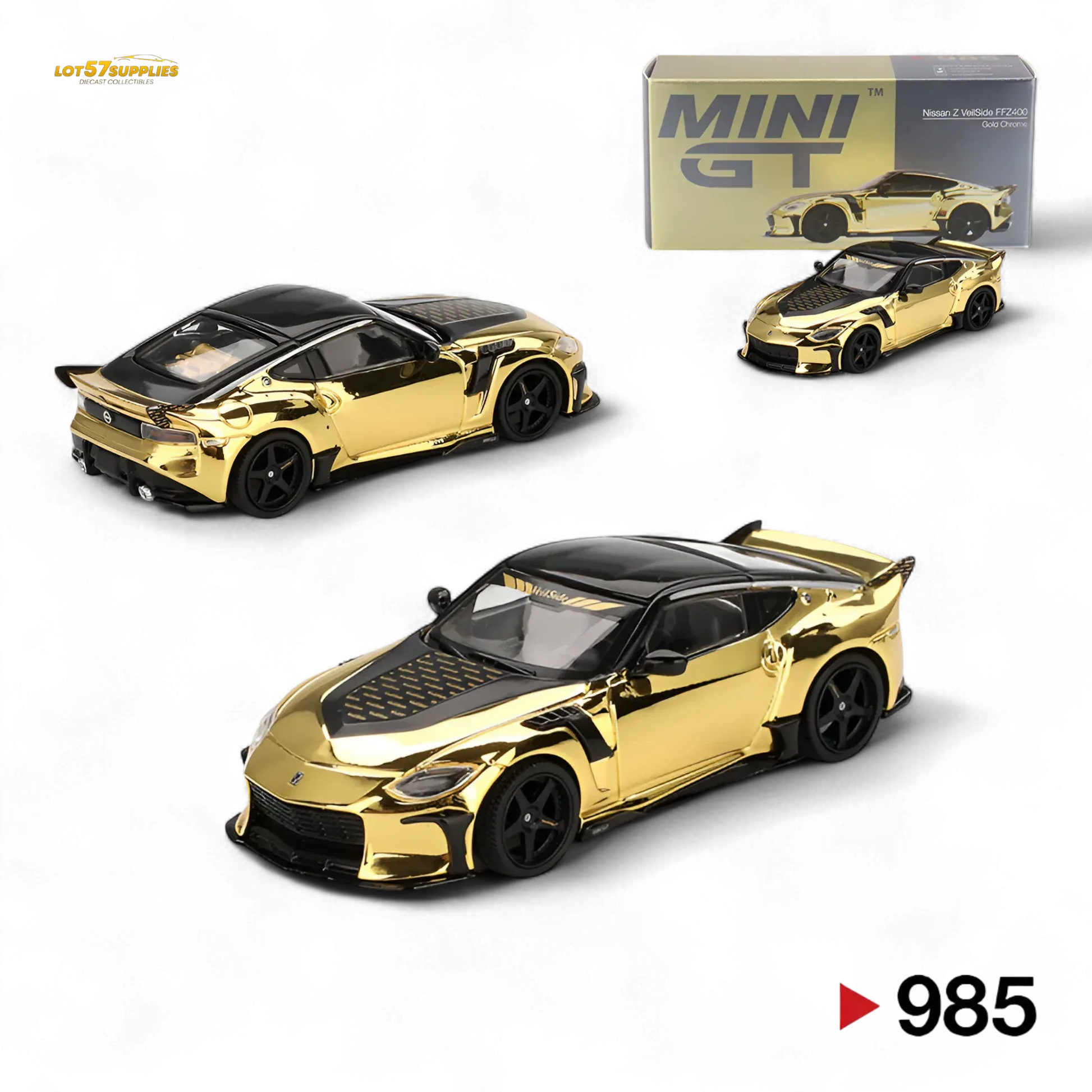 Mini-GT Nissan Z VeilSide FZ400 Gold Chrome LHD 1:64 - ToylandEU