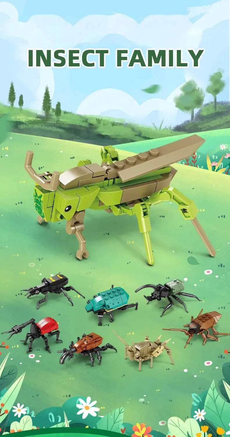 Mini Insect Series Building Block Grasshopper Unicorn Scarab - ToylandEU