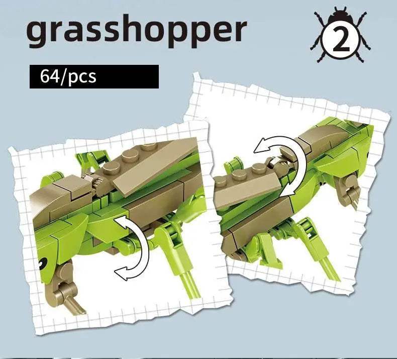 Mini Insect Series Building Block Grasshopper Unicorn Scarab - ToylandEU