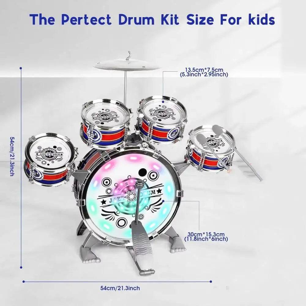 Mini Jazz Drum Set 6 Drums with Stool Musical Instruments Toy - ToylandEU