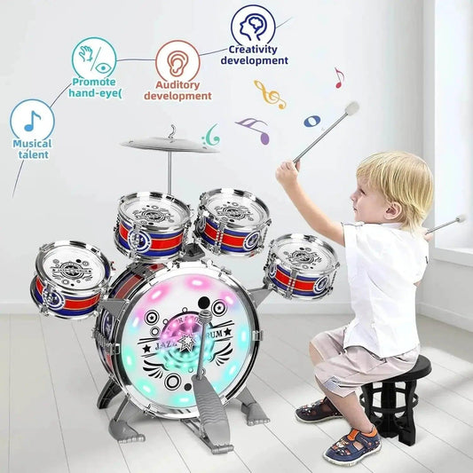  Mini Jazz Drum Set 6 Drums with Stool Toy for Kids -  ToylandEU™