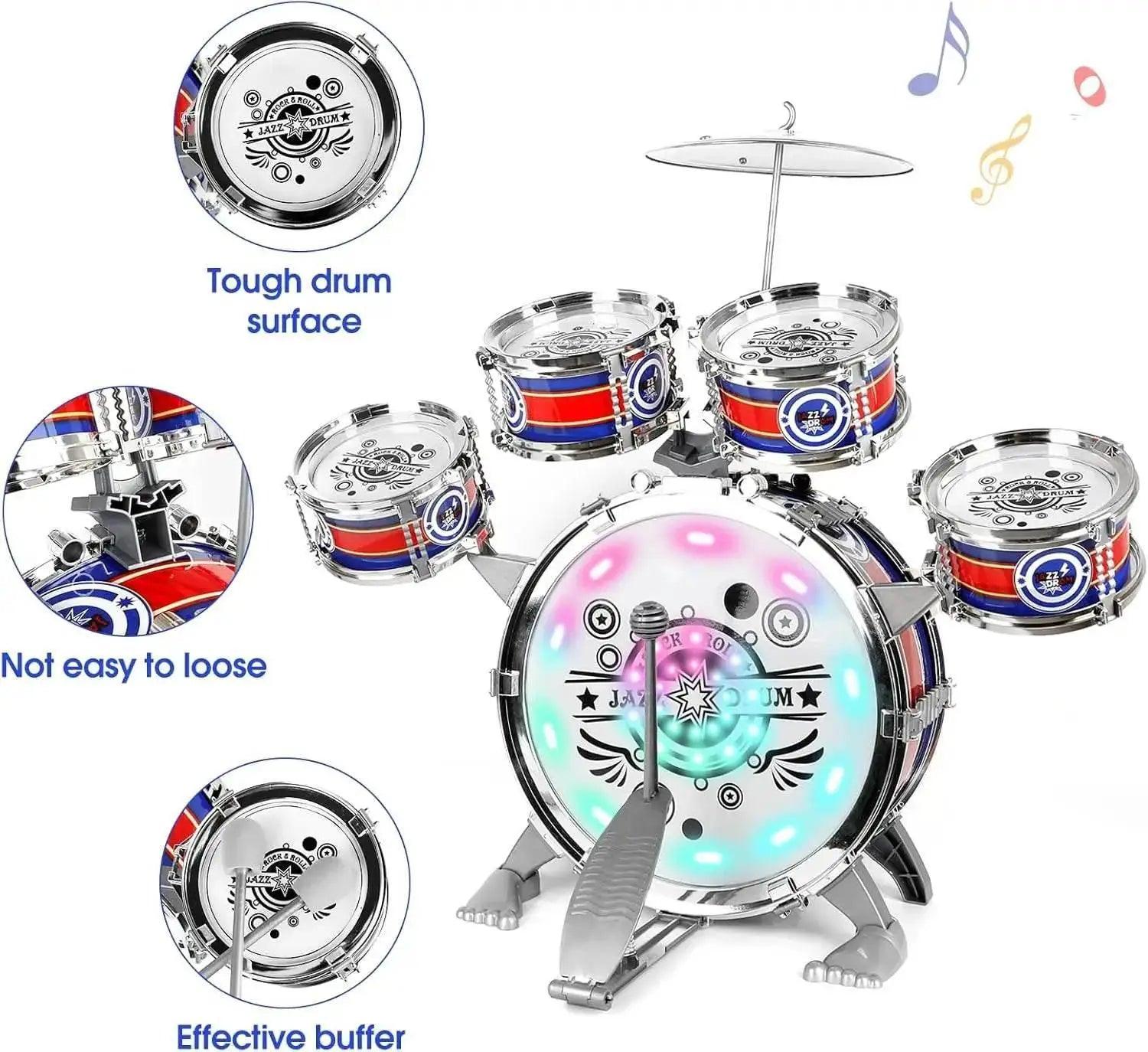  Mini Jazz Drum Set 6 Drums with Stool Toy for Kids -  ToylandEU™