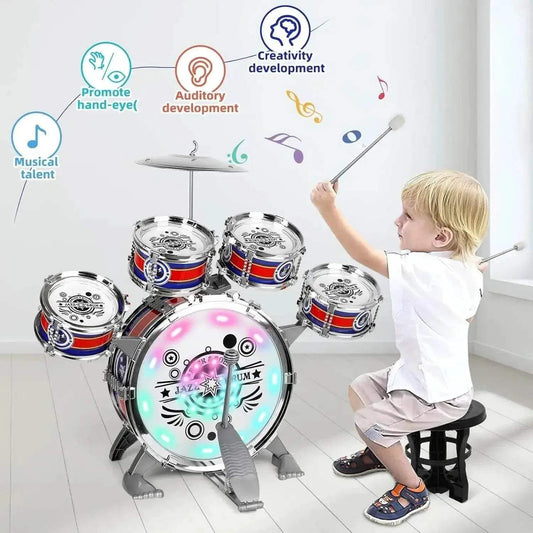  Mini Jazz Drum Set 6 Drums with Stool Toy for Kids -  ToylandEU™
