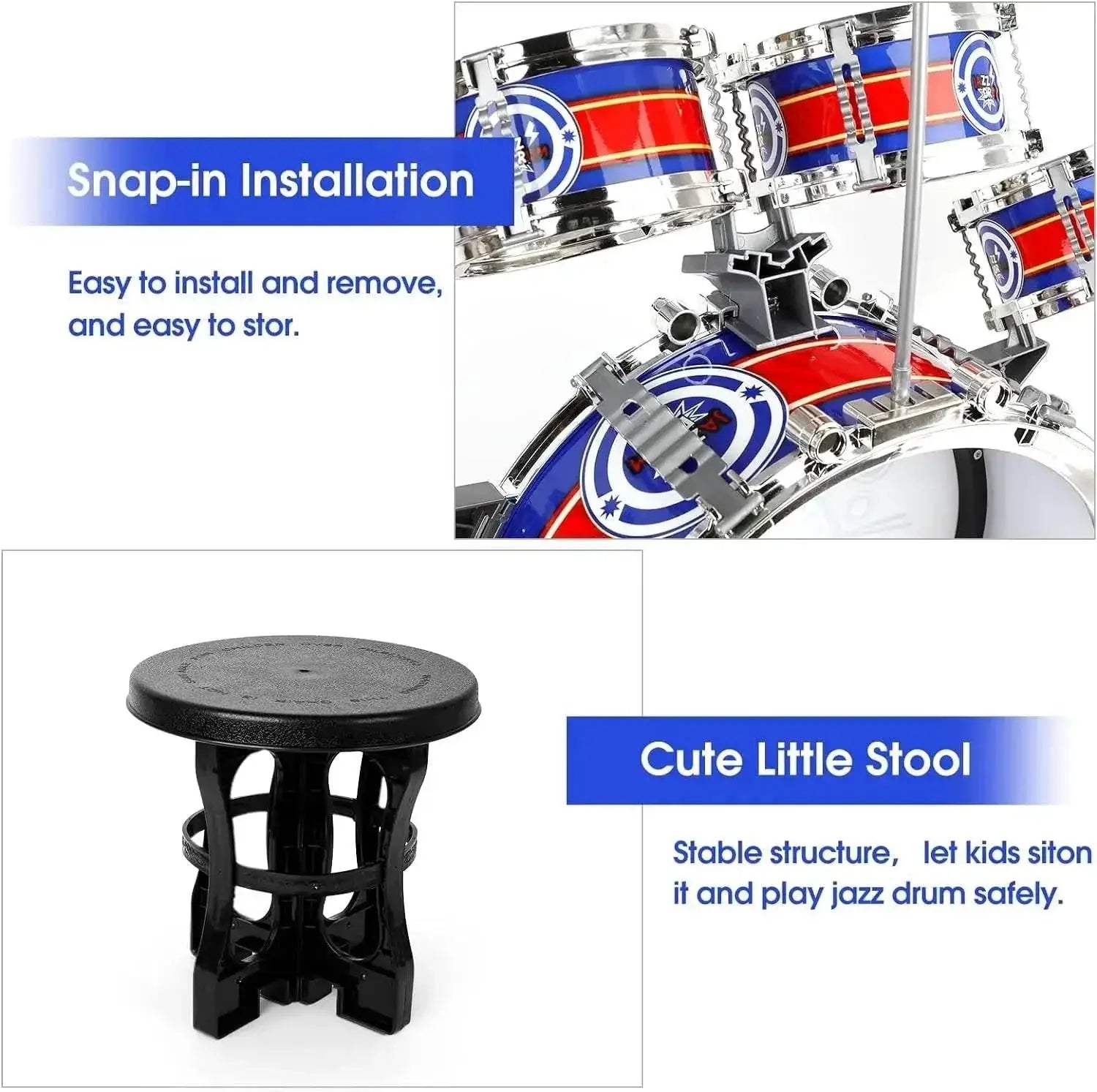  Mini Jazz Drum Set 6 Drums with Stool Toy for Kids -  ToylandEU™