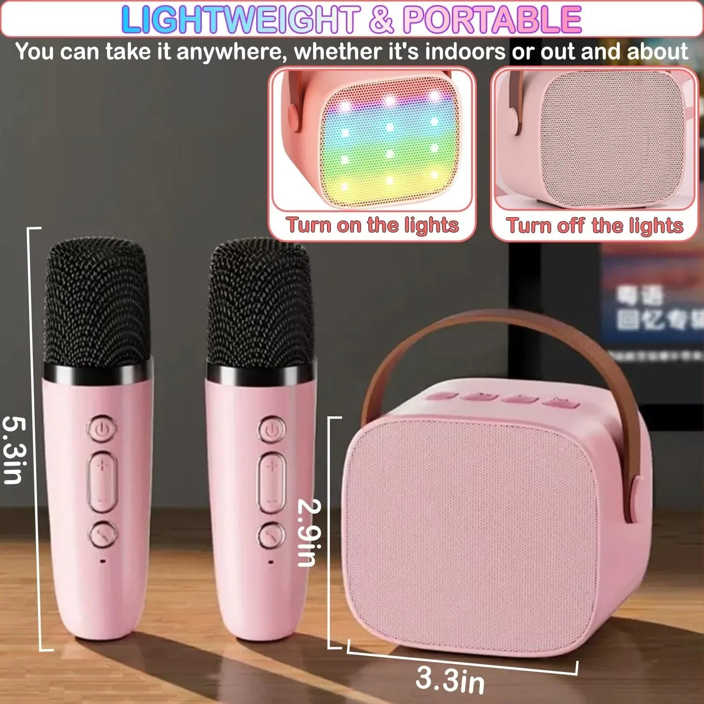 Mini Karaoke Machine With Bluetooth Speaker And 2 Wireless Mics - ToylandEU