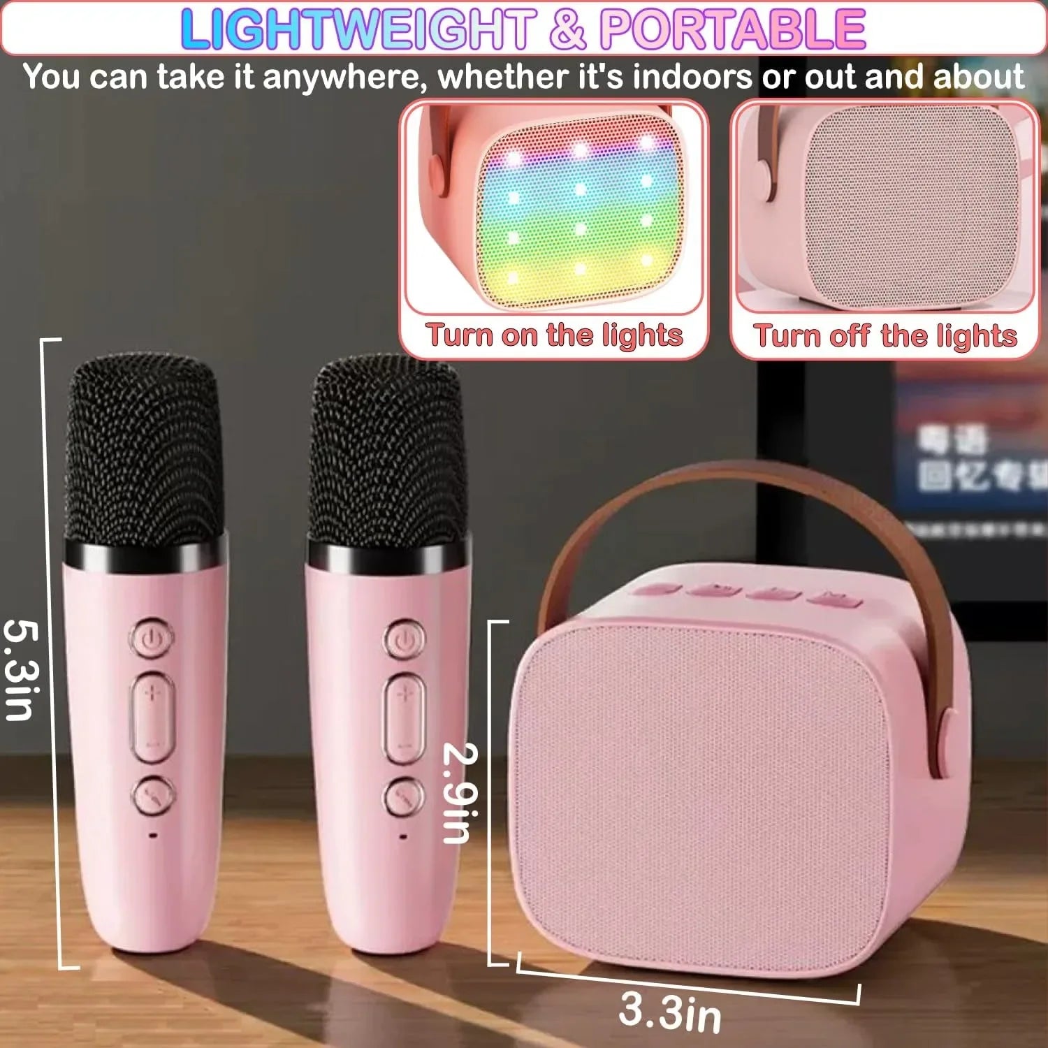 Mini Karaoke Machine With Bluetooth Speaker And 2 Wireless Mics - ToylandEU