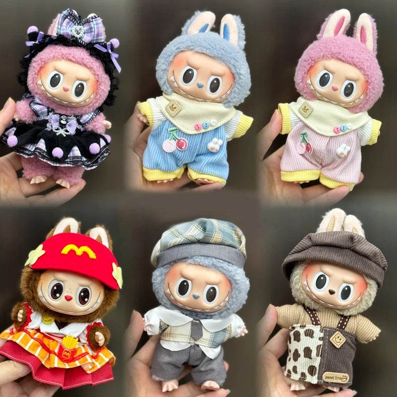 Mini Plush Dolls Clothes Outfit Accessories For Korea Kpop Exo 15-17cm Labubu Idol Overalls Set Clothing Gift 2025 New - ToylandEU