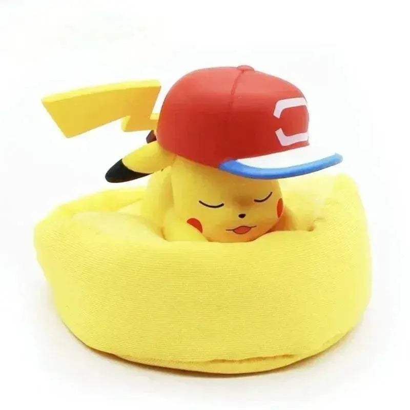Mini Pokemon Anime Figurines, Sleeping Bean Bag Pikachu Bulbasaur Snorlax Evee Jirachi Komala 6pc Figure Set - ToylandEU