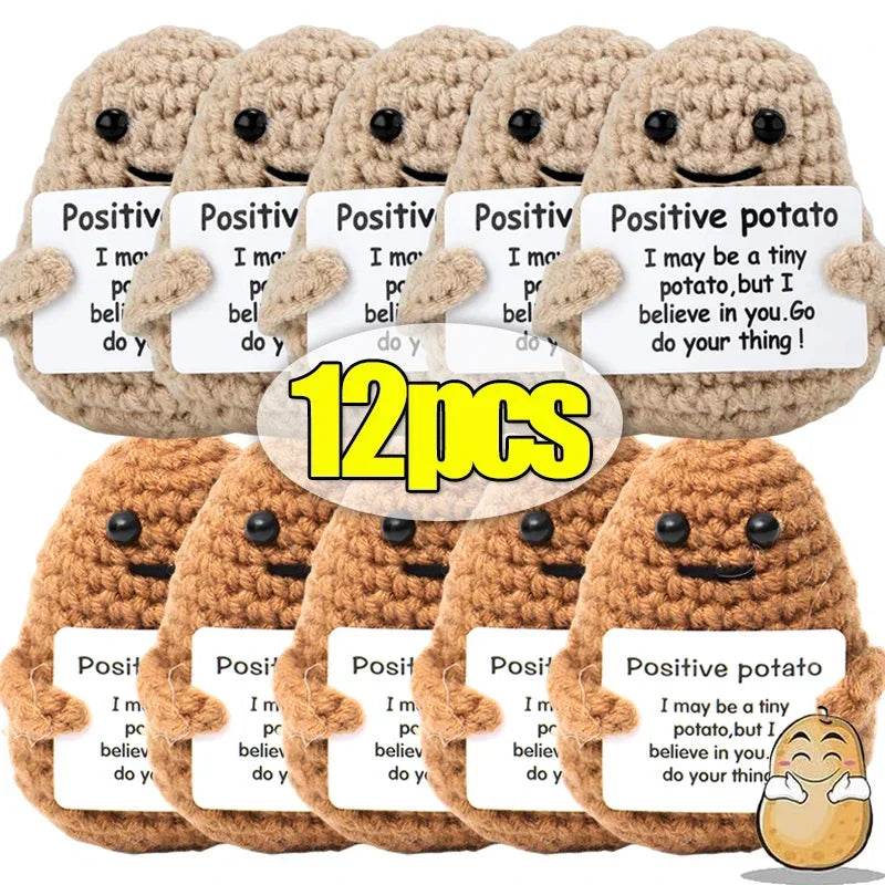 Mini Positive Energy Handmade Plush Wool Knitting Potatoes Doll Hug Pocket with Card Creative Festivals Gift Home DIY Decoration - ToylandEU