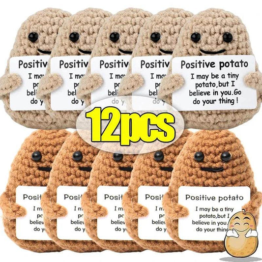 Mini Positive Energy Handmade Plush Wool Knitting Potatoes Doll Hug Pocket with Card Creative Festivals Gift Home DIY Decoration - ToylandEU