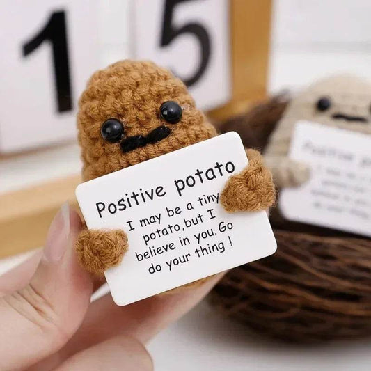 Mini Positive Energy Handmade Plush Wool Knitting Potatoes Doll Hug Pocket with Card Creative Festivals Gift Home DIY Decoration - ToylandEU