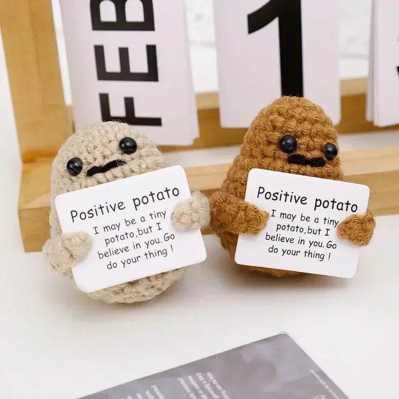 Mini Positive Energy Handmade Plush Wool Knitting Potatoes Doll Hug Pocket with Card Creative Festivals Gift Home DIY Decoration - ToylandEU