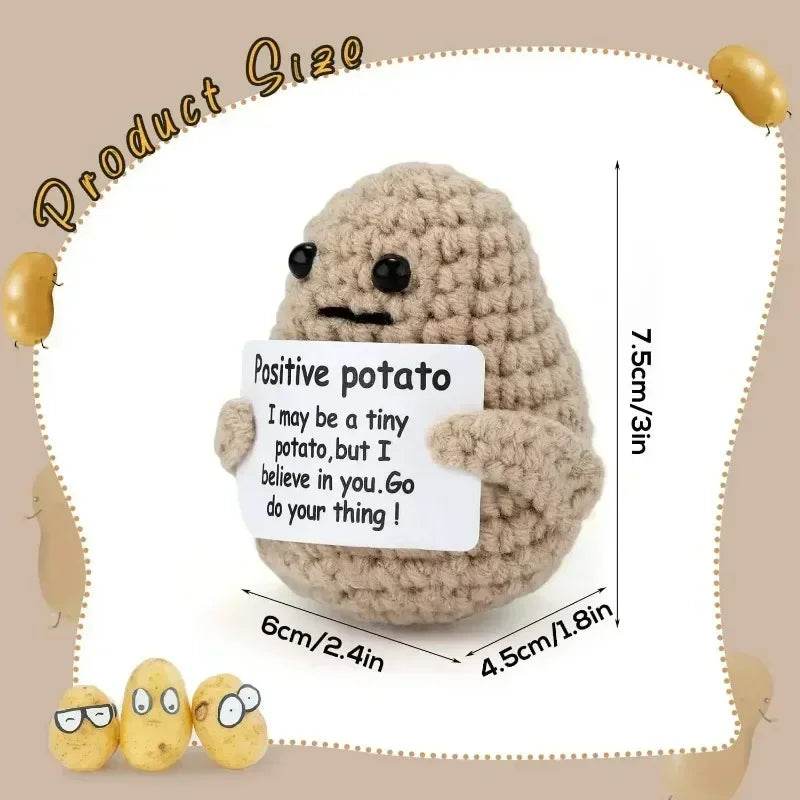Mini Positive Energy Handmade Plush Wool Knitting Potatoes Doll Hug Pocket with Card Creative Festivals Gift Home DIY Decoration - ToylandEU