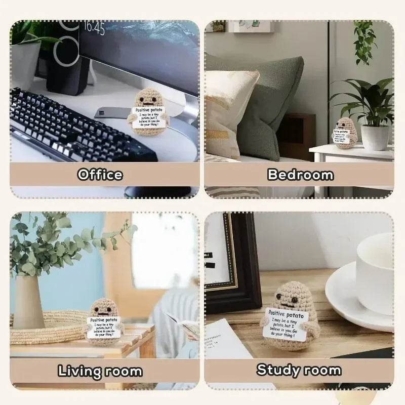 Mini Positive Energy Handmade Plush Wool Knitting Potatoes Doll Hug Pocket with Card Creative Festivals Gift Home DIY Decoration - ToylandEU