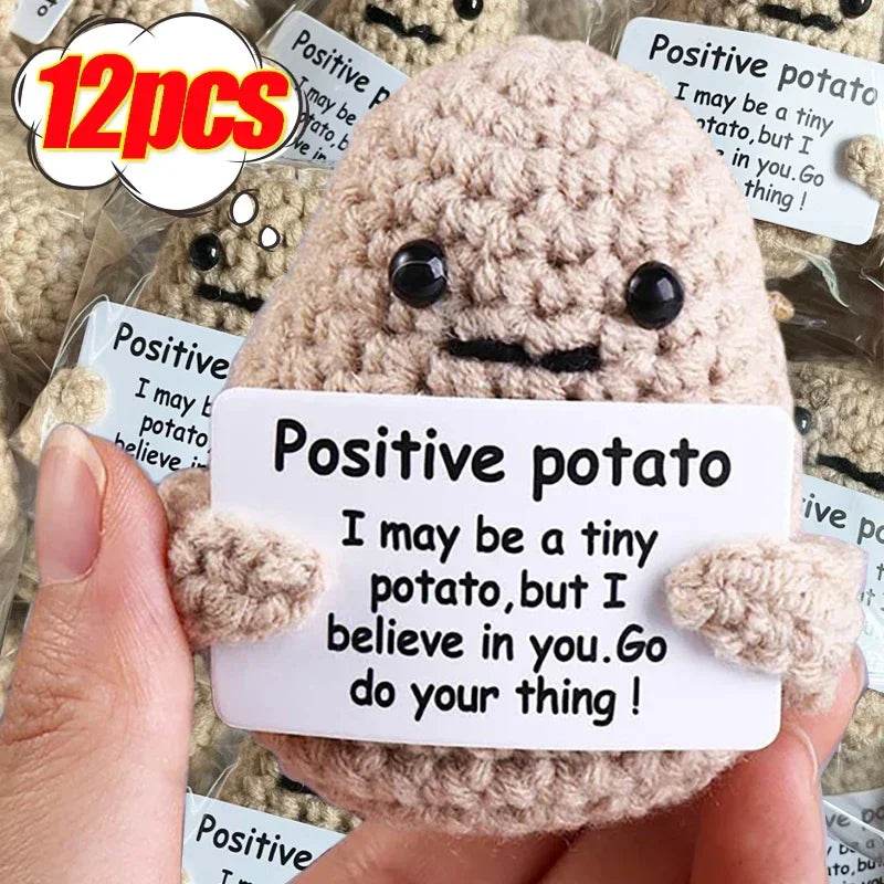 Mini Positive Energy Handmade Plush Wool Knitting Potatoes Doll Hug Pocket with Card Creative Festivals Gift Home DIY Decoration - ToylandEU