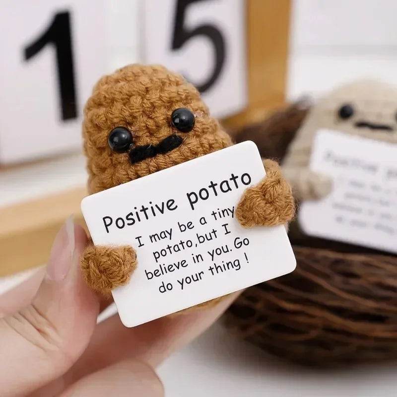 Mini Positive Energy Handmade Plush Wool Knitting Potatoes Doll Hug Pocket with Card Creative Festivals Gift Home DIY Decoration - ToylandEU