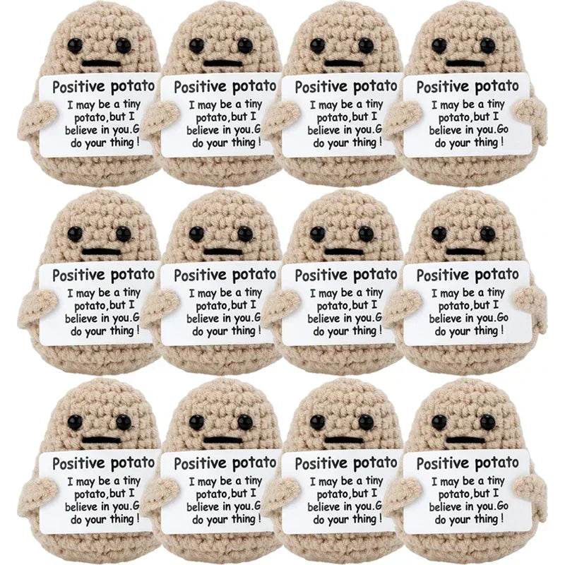 Mini Positive Energy Handmade Plush Wool Knitting Potatoes Doll Hug Pocket with Card Creative Festivals Gift Home DIY Decoration - ToylandEU