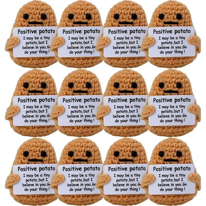 Mini Positive Energy Handmade Plush Wool Knitting Potatoes Doll Hug Pocket with Card Creative Festivals Gift Home DIY Decoration - ToylandEU