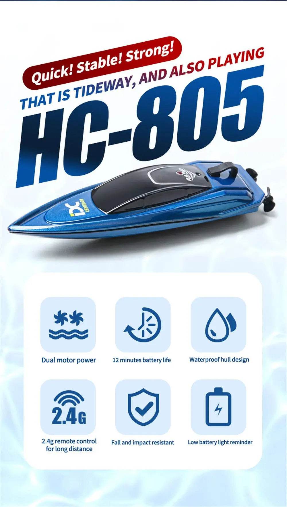 Mini RC Boat 5km/h Radio Remote Controlled High Speed Ship - ToylandEU