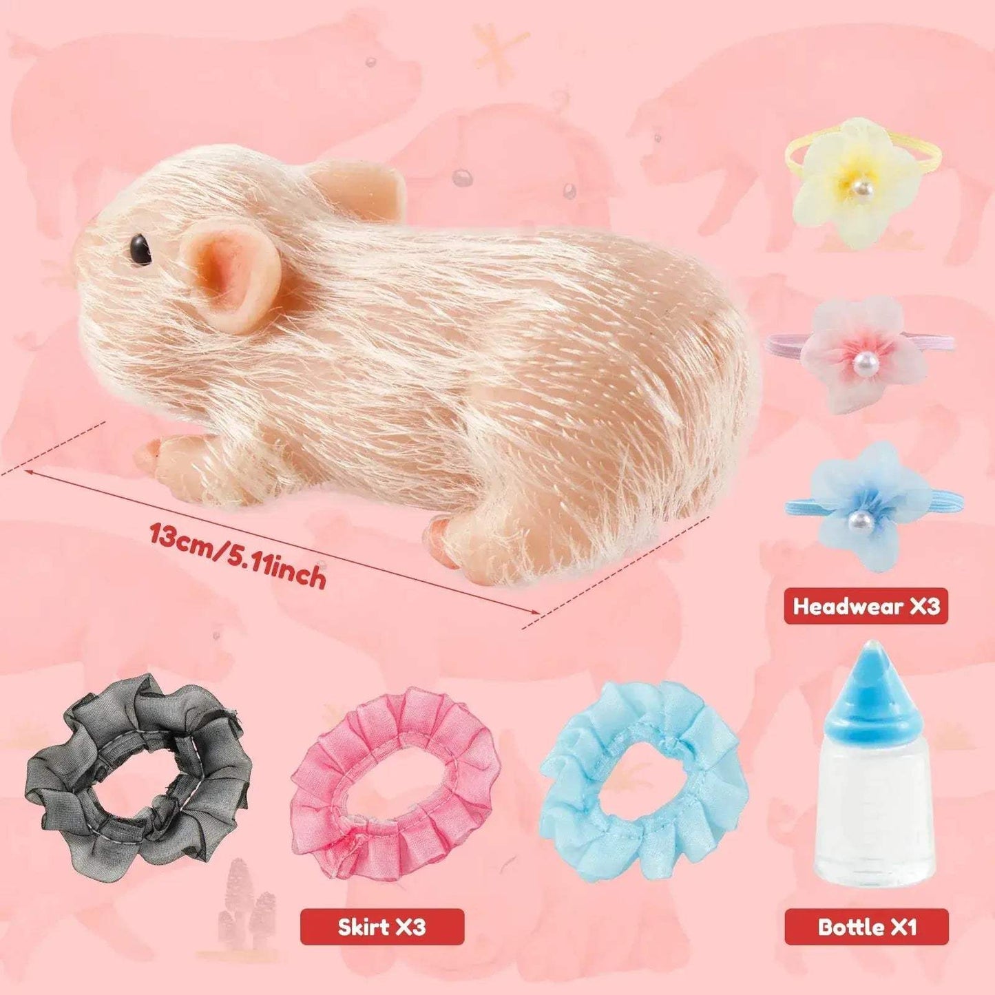 Mini Silicone Pig Doll Toy With Clothes Realistic Soft Body - ToylandEU