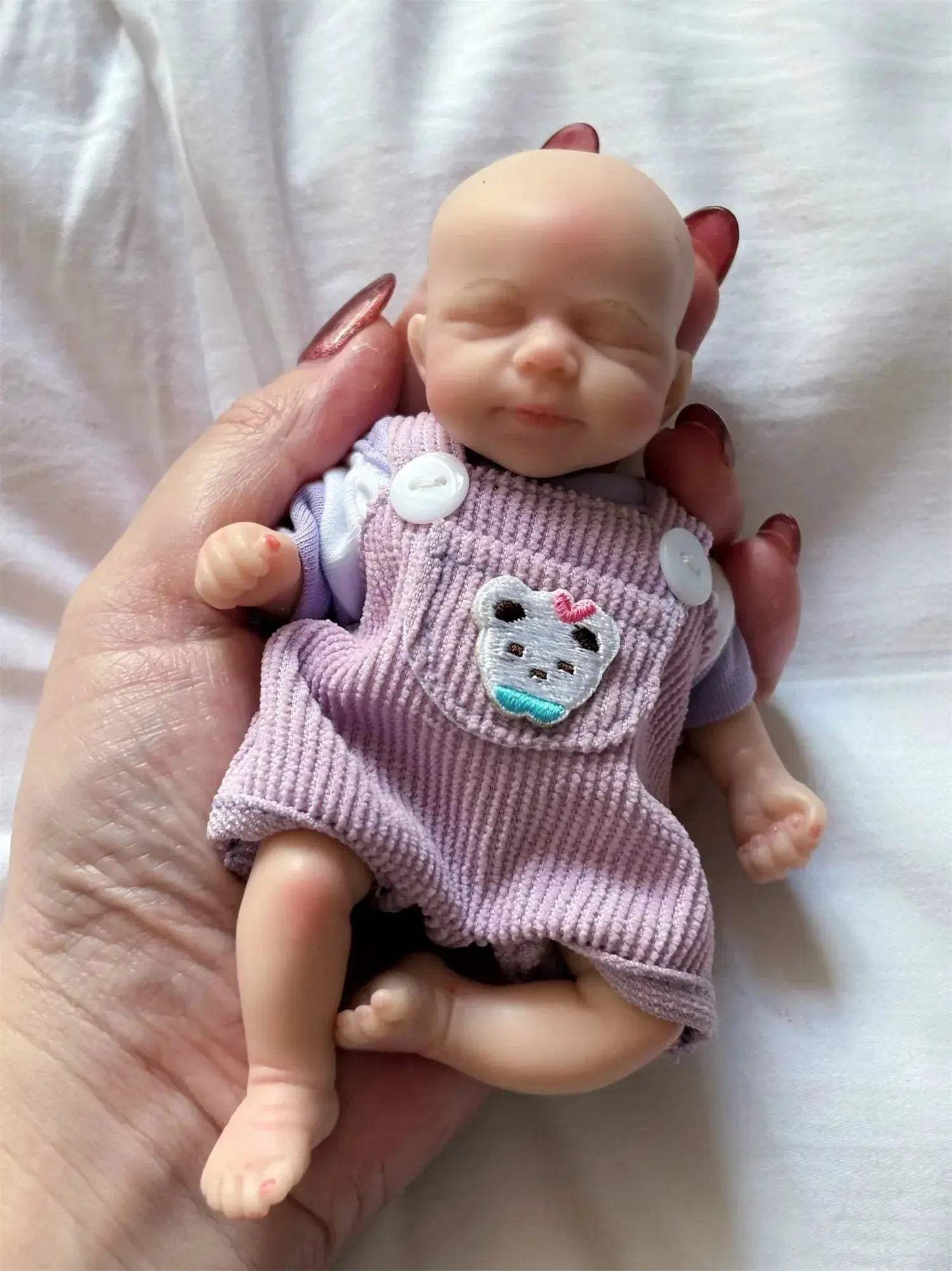 Mini Silicone Reborn Doll 6 Inch Painted Bald Girl Gift - ToylandEU