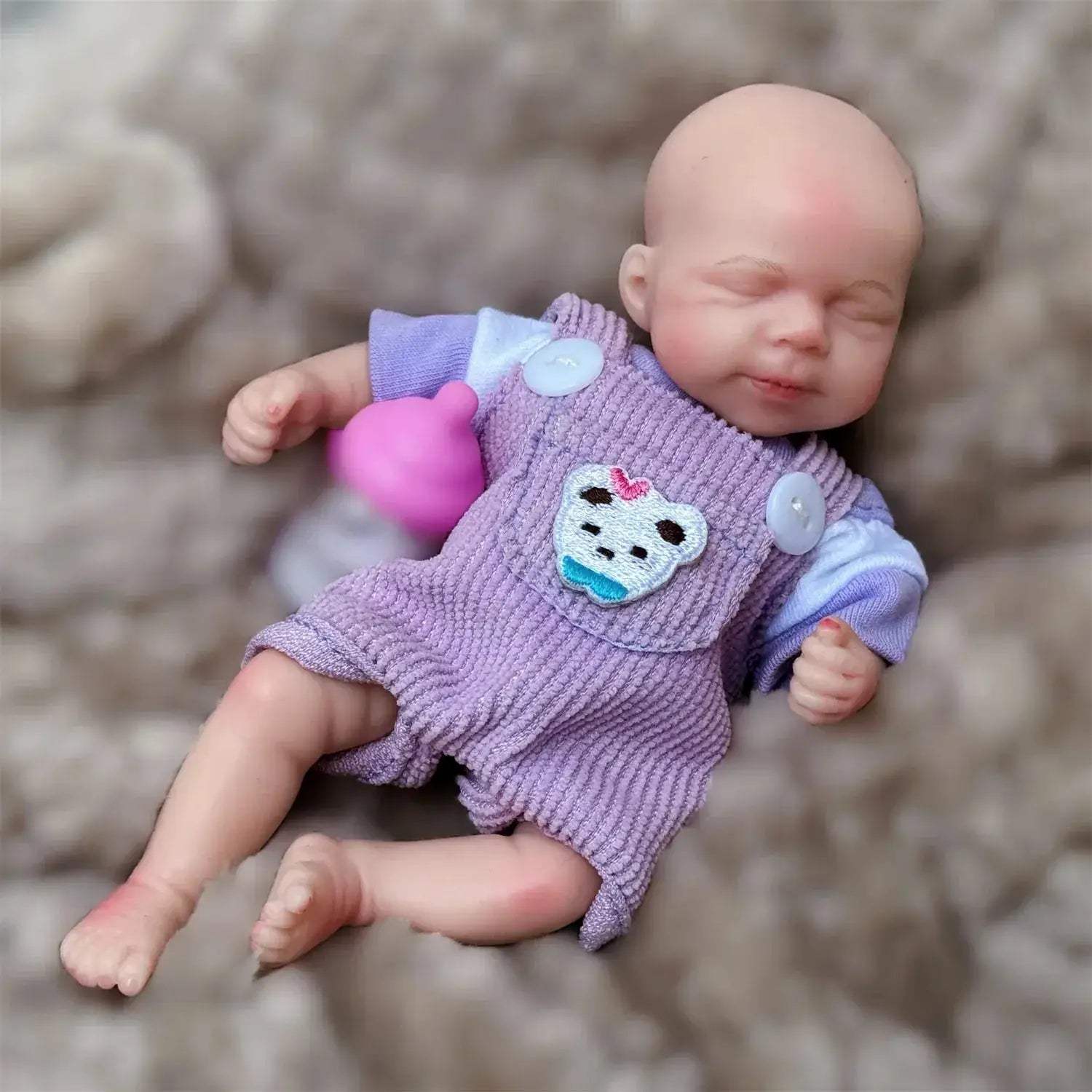 Mini Silicone Reborn Doll 6 Inch Painted Bald Girl Gift - ToylandEU