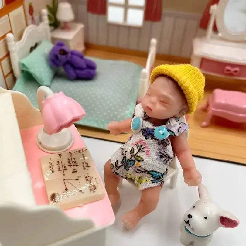 Mini Silicone Reborn Girl Doll 8cm With Two Outfit Sets - ToylandEU