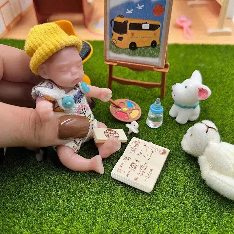Mini Silicone Reborn Girl Doll 8cm With Two Outfit Sets - ToylandEU