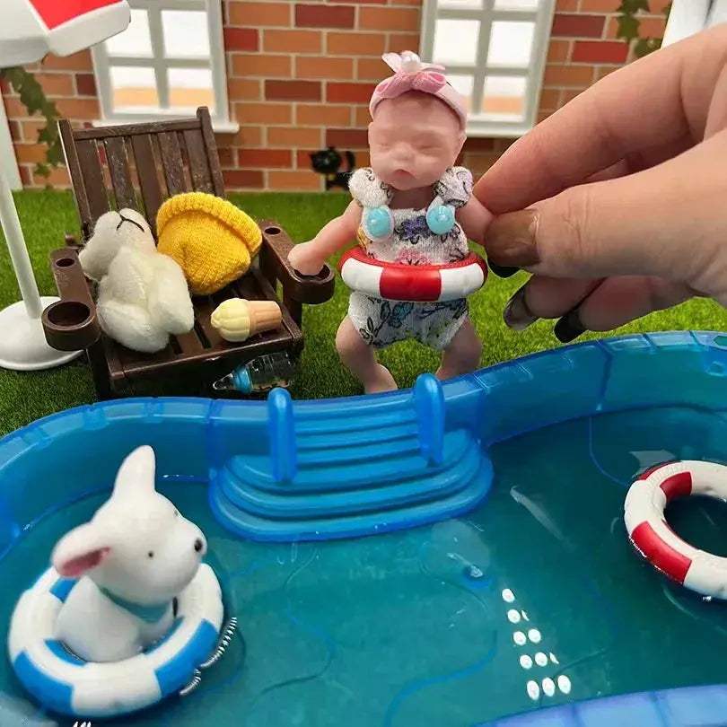 Mini Silicone Reborn Girl Doll 8cm With Two Outfit Sets - ToylandEU
