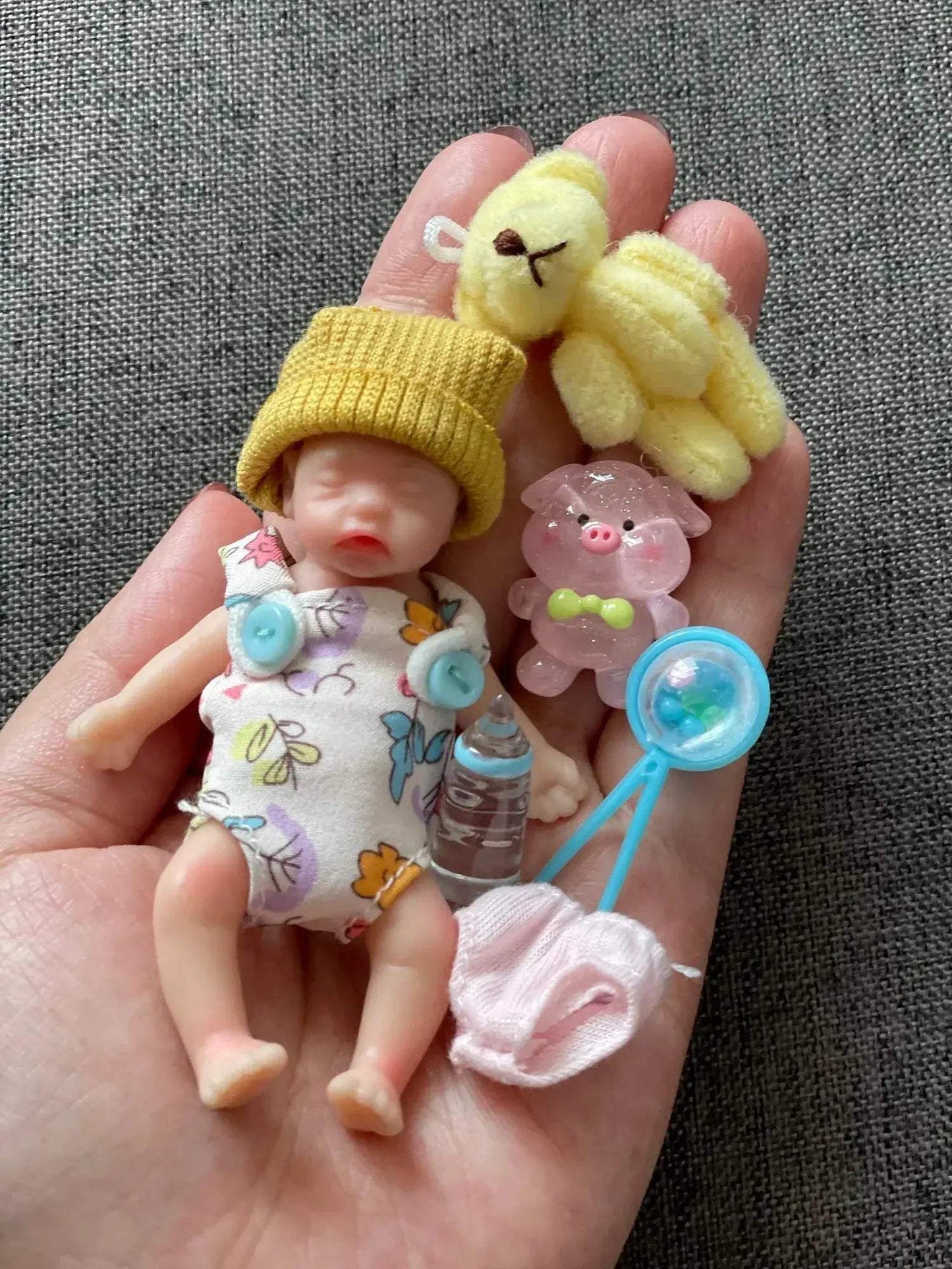Mini Silicone Reborn Girl Doll 8cm With Two Outfit Sets - ToylandEU