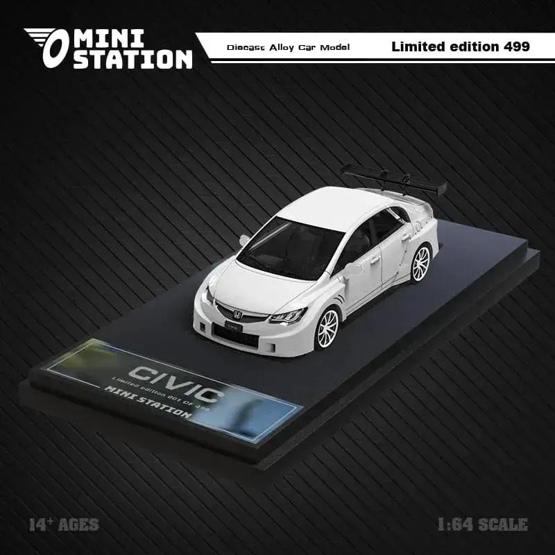 Mini Station Honda Civic FD2 White Widebody 1:64 - ToylandEU