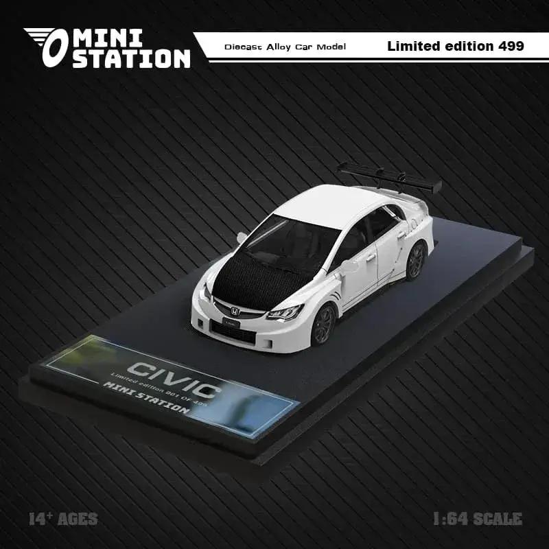 Mini Station Honda Civic FD2 White Widebody 1:64 - ToylandEU