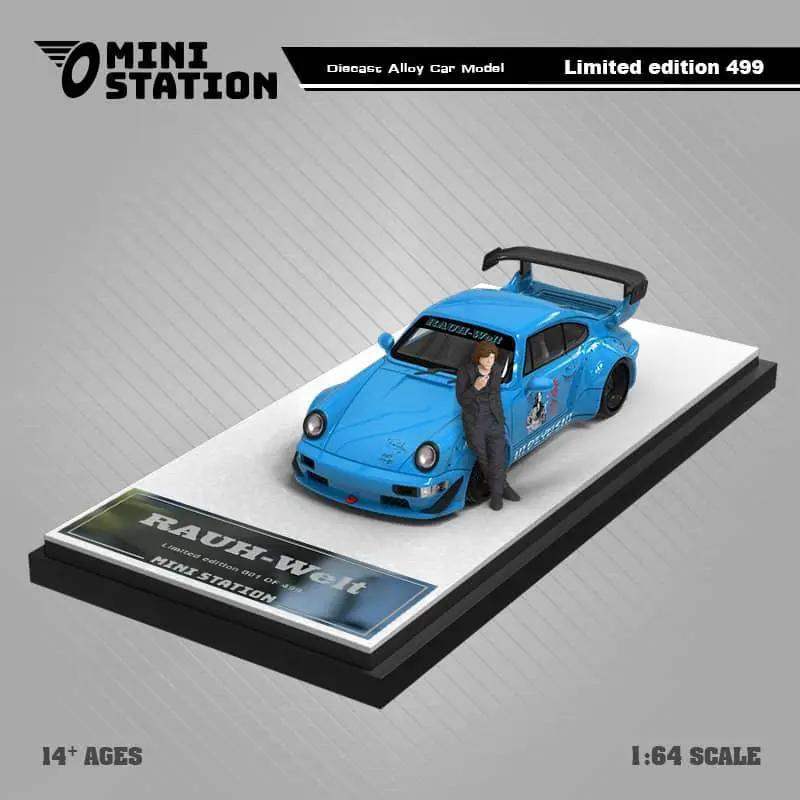 Mini Station Porsche 911 964 RWB HIDEYOSHI blue Figure Version 1:64 - ToylandEU