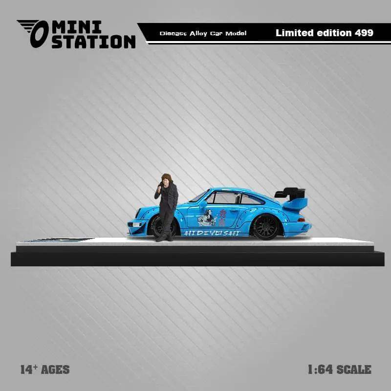 Mini Station Porsche 911 964 RWB HIDEYOSHI blue Figure Version 1:64 - ToylandEU