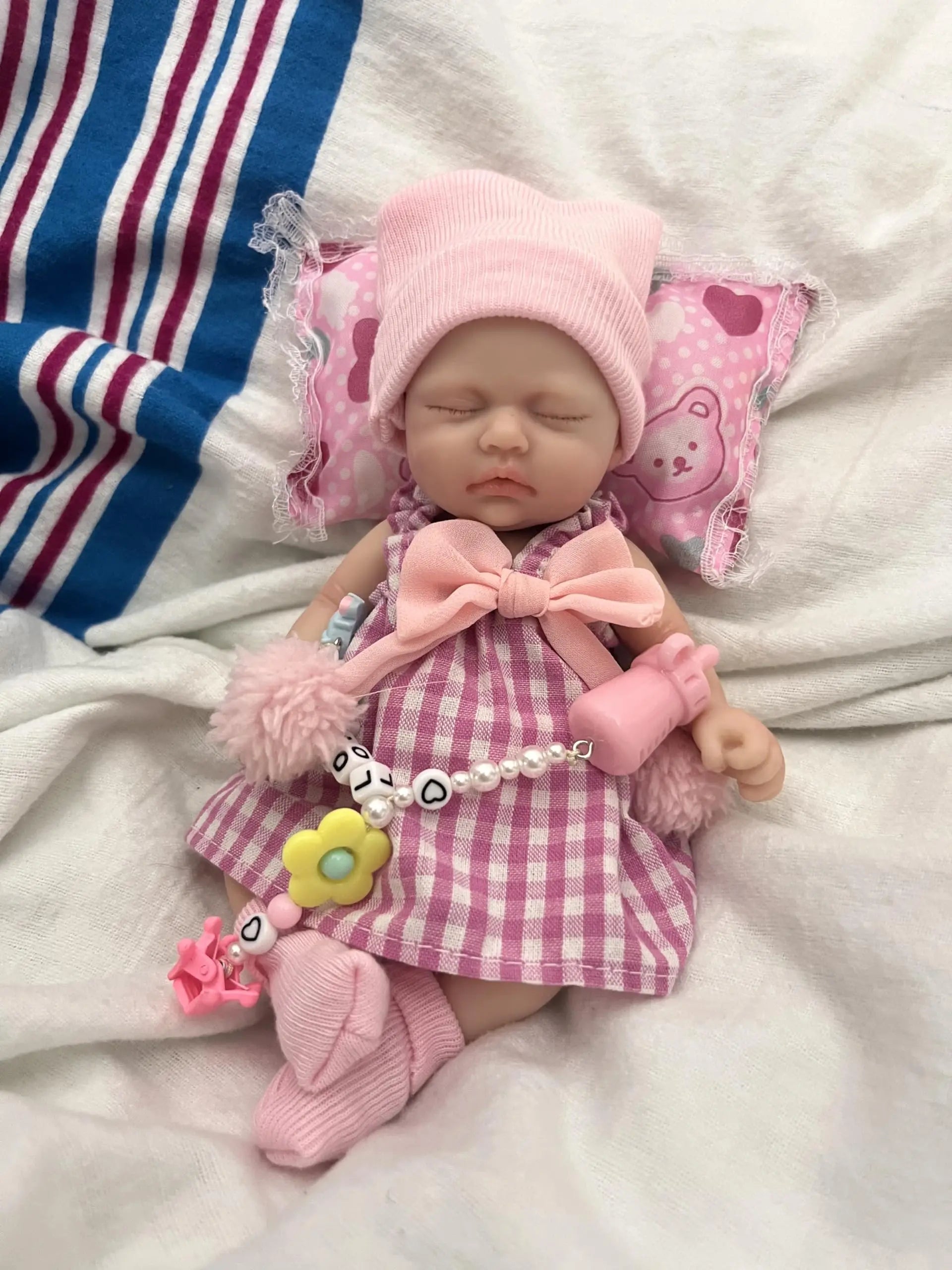 Miniature Babies 7" Full Body Silicone Baby Reborn Doll Lifelike Sleeping Baby Girl Gift - ToylandEU