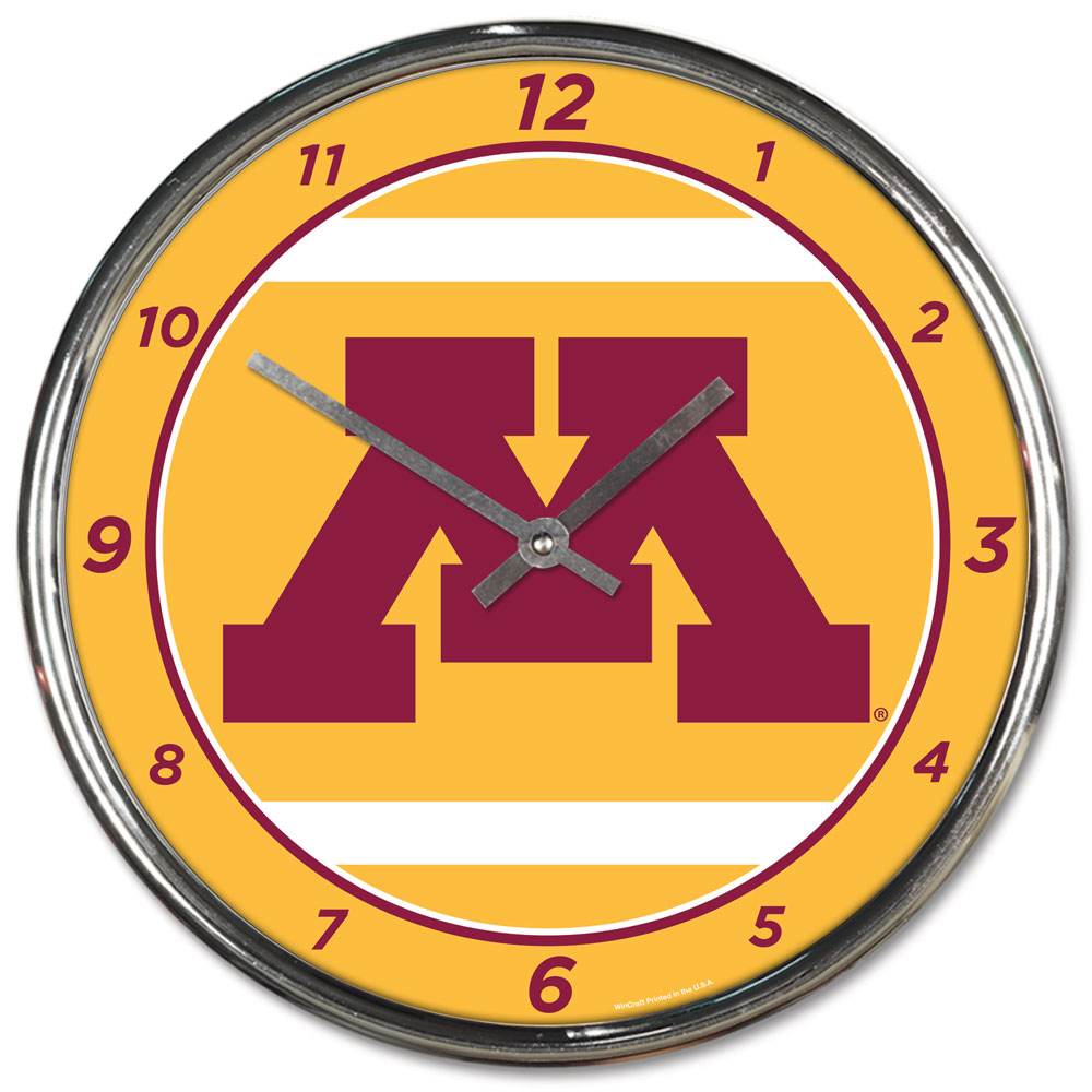 Minnesota Golden Gophers Round Wall Clock Chrome Finish - ToylandEU