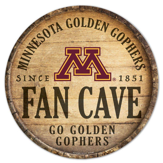 Minnesota Golden Gophers Round Wood Sign 14 Inch Barrel Top - ToylandEU