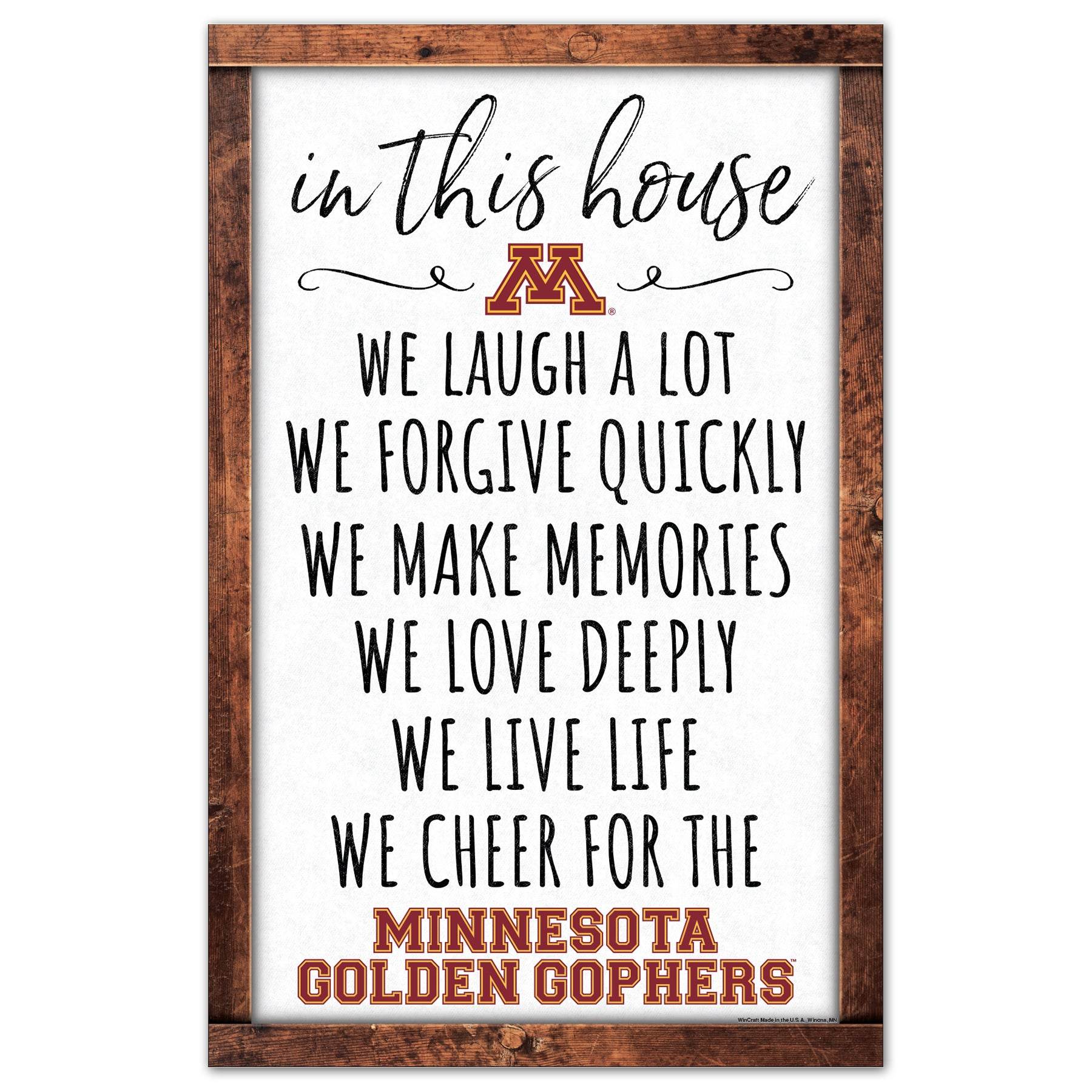 Minnesota Golden Gophers Sign 11x17 Wood In This House - ToylandEU